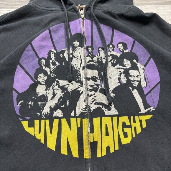 Ubiquity Records Luv N’ Haight Jazz R&B Soul Groove Afro Black Zip Hoodie Sz XL - Picture 2 of 7